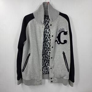 Crooks & Castles Mens S gray & Black Bomber Jacket Press Stud